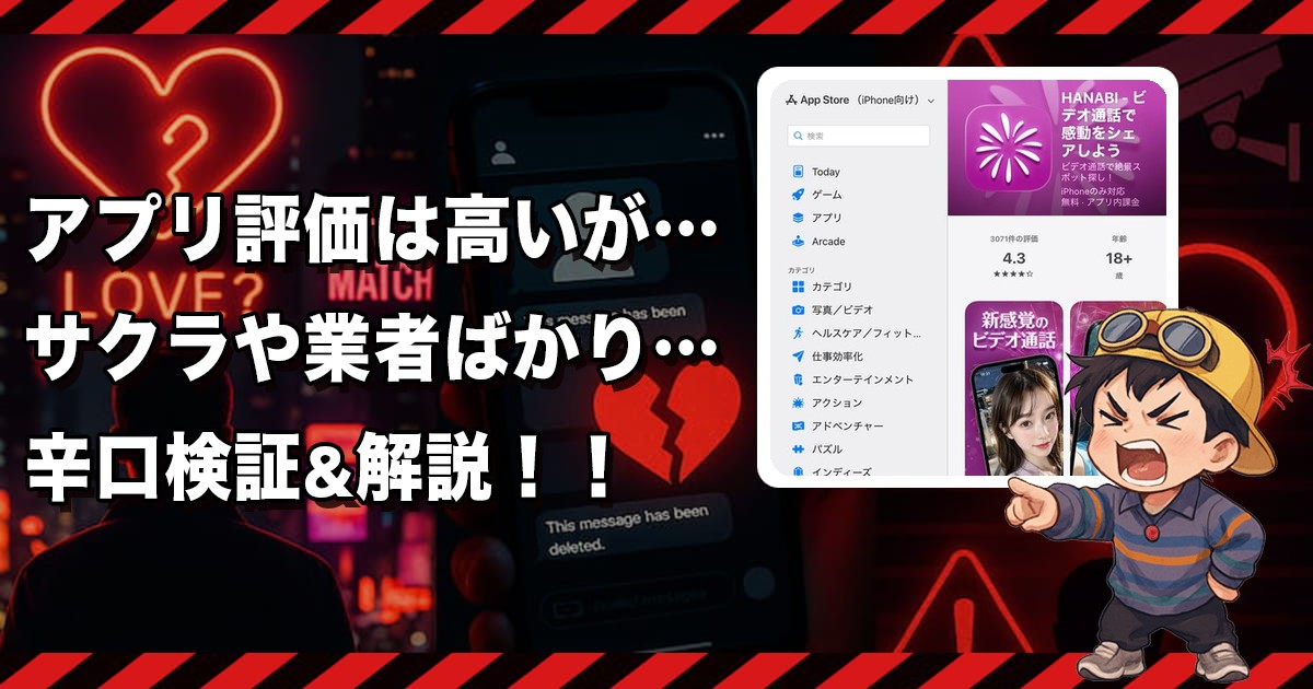 HANABI(ハナビ)のビデオ通話アプリは出会えない💔口コミ評判と怪しい実態を徹底解説